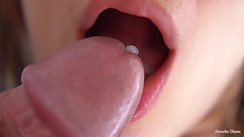 Her Soft Yam-sized Lips And Tongue Cause Him Cumshot, Super Closeup Jizz In Facehole