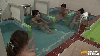 Chinese babes take a shower and get finger-tickled by a crank boy