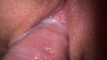 Extreme close up juice colored drill with friend's girlfriend